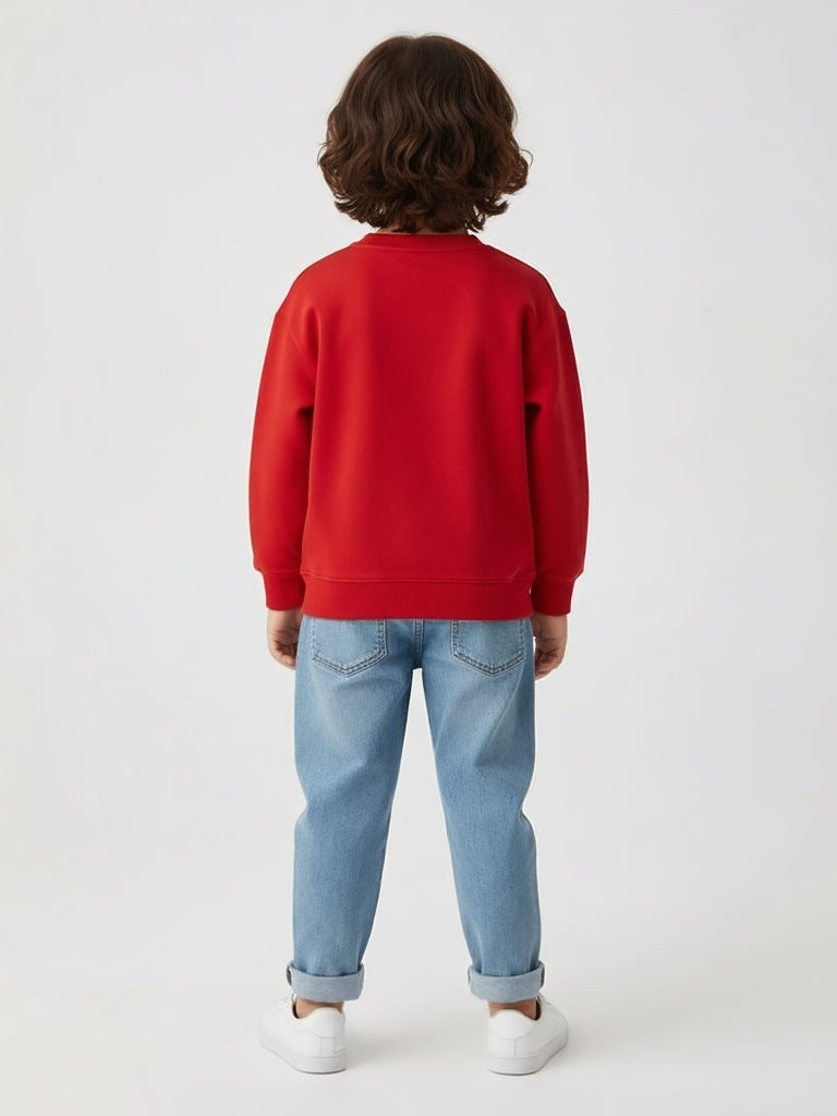 HOP Kids Red Truck Printed Cotton-Blend Sweatshirt