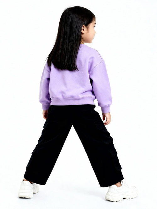 HOP Kids Black Cargo-Style High-Rise Trousers