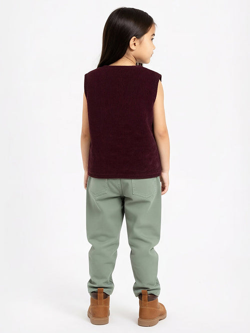 HOP Kids Wine Floral Detailed Cotton Jacket