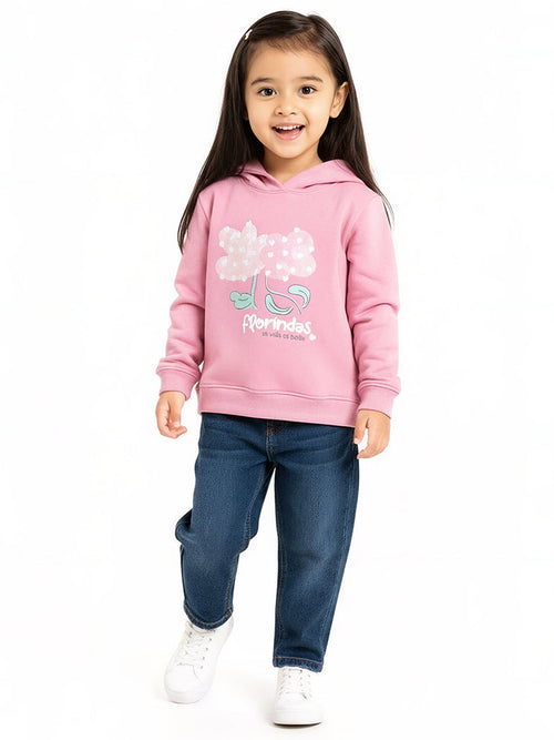 HOP Kids Pink Embroidered Cotton-Blend Hoodie