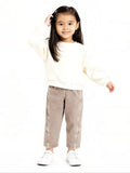 HOP Kids Brown Floral Embroidered High-Rise Jeans