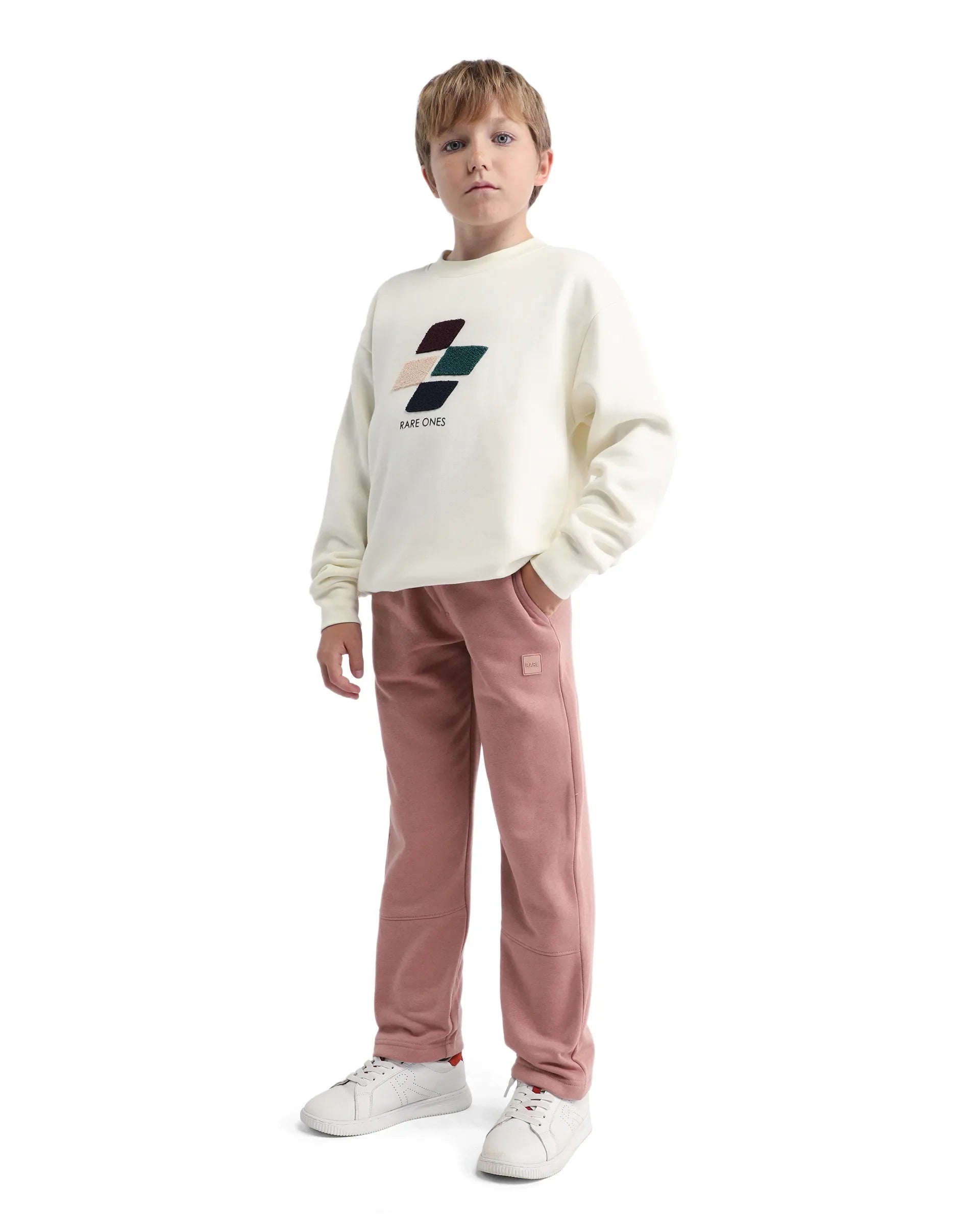 Rare Ones Kids Zaid-B Dusky Pink Cotton Plain Regular Fit Trackpant