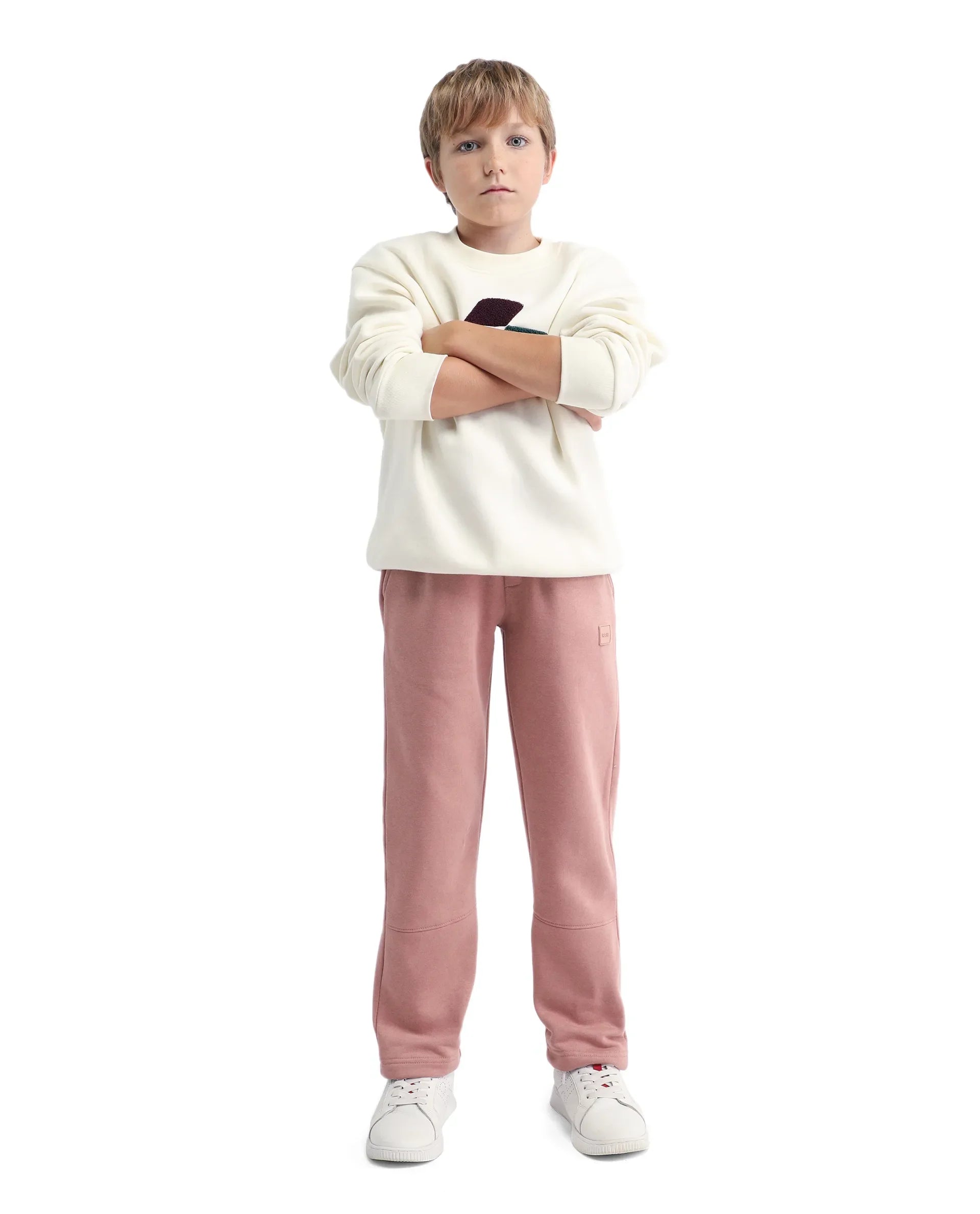 Rare Ones Kids Zaid-B Dusky Pink Cotton Plain Regular Fit Trackpant