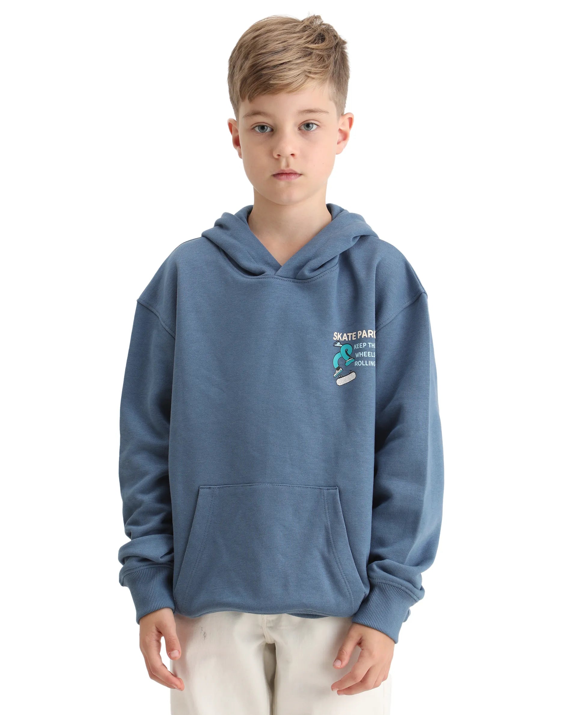 Rare Ones Kids Zaid Dusky Blue Cotton Hd Print Oversized Sweatshirt