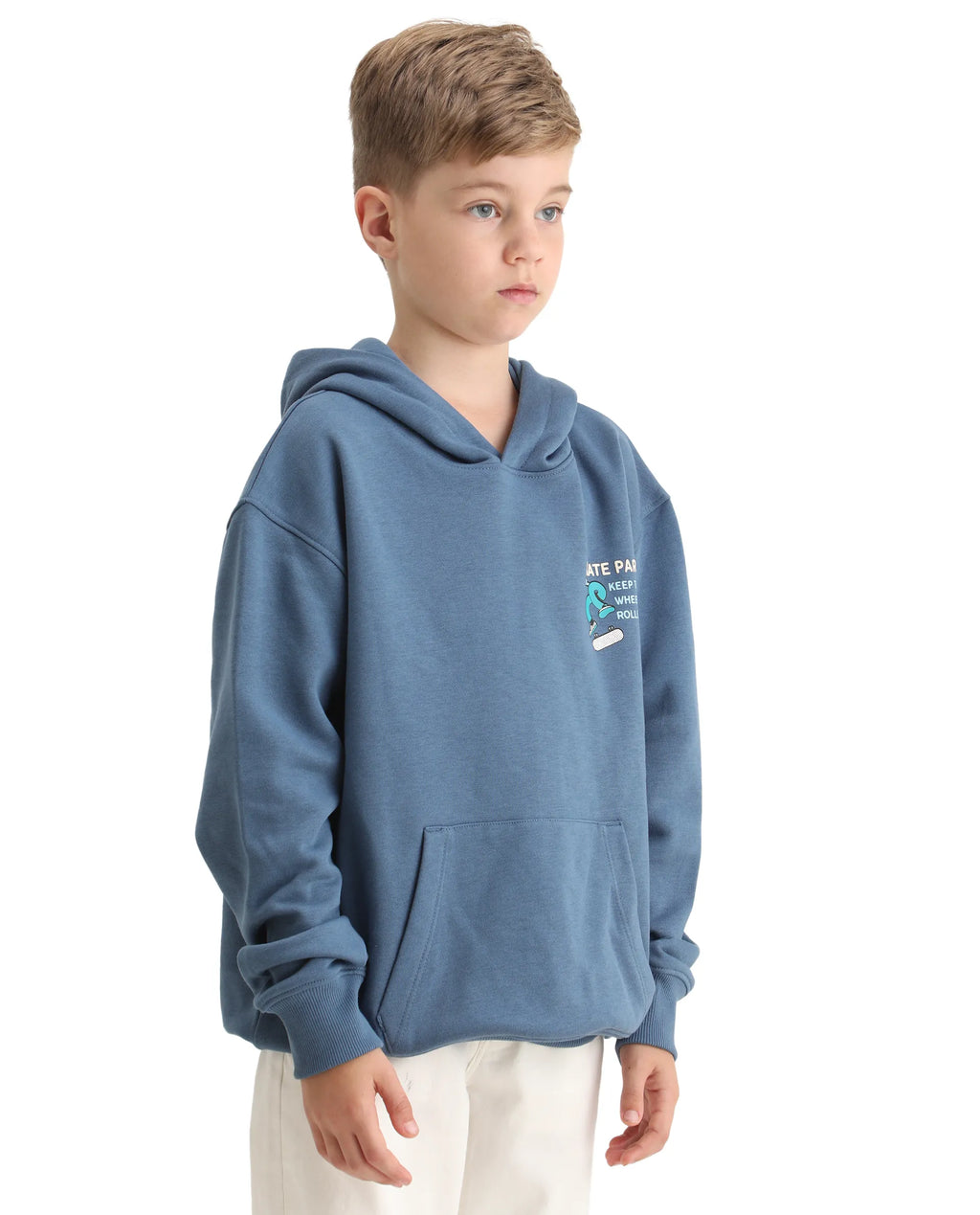 Rare Ones Kids Zaid Dusky Blue Cotton Hd Print Oversized Sweatshirt