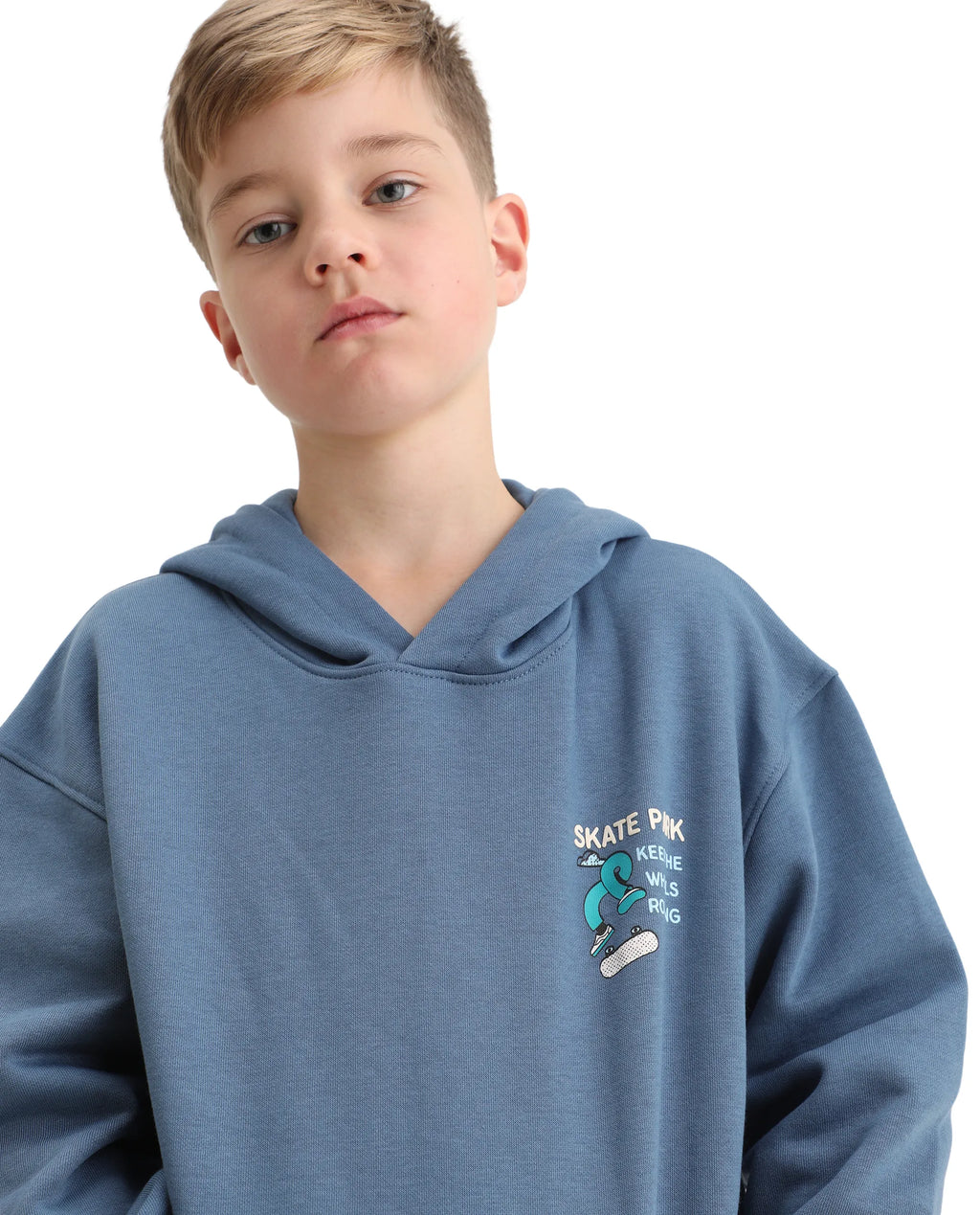 Rare Ones Kids Zaid Dusky Blue Cotton Hd Print Oversized Sweatshirt