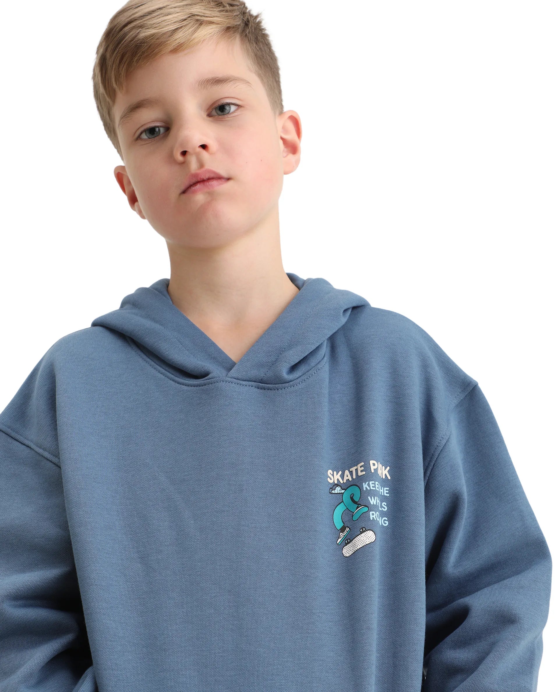 Rare Ones Kids Zaid Dusky Blue Cotton Hd Print Oversized Sweatshirt