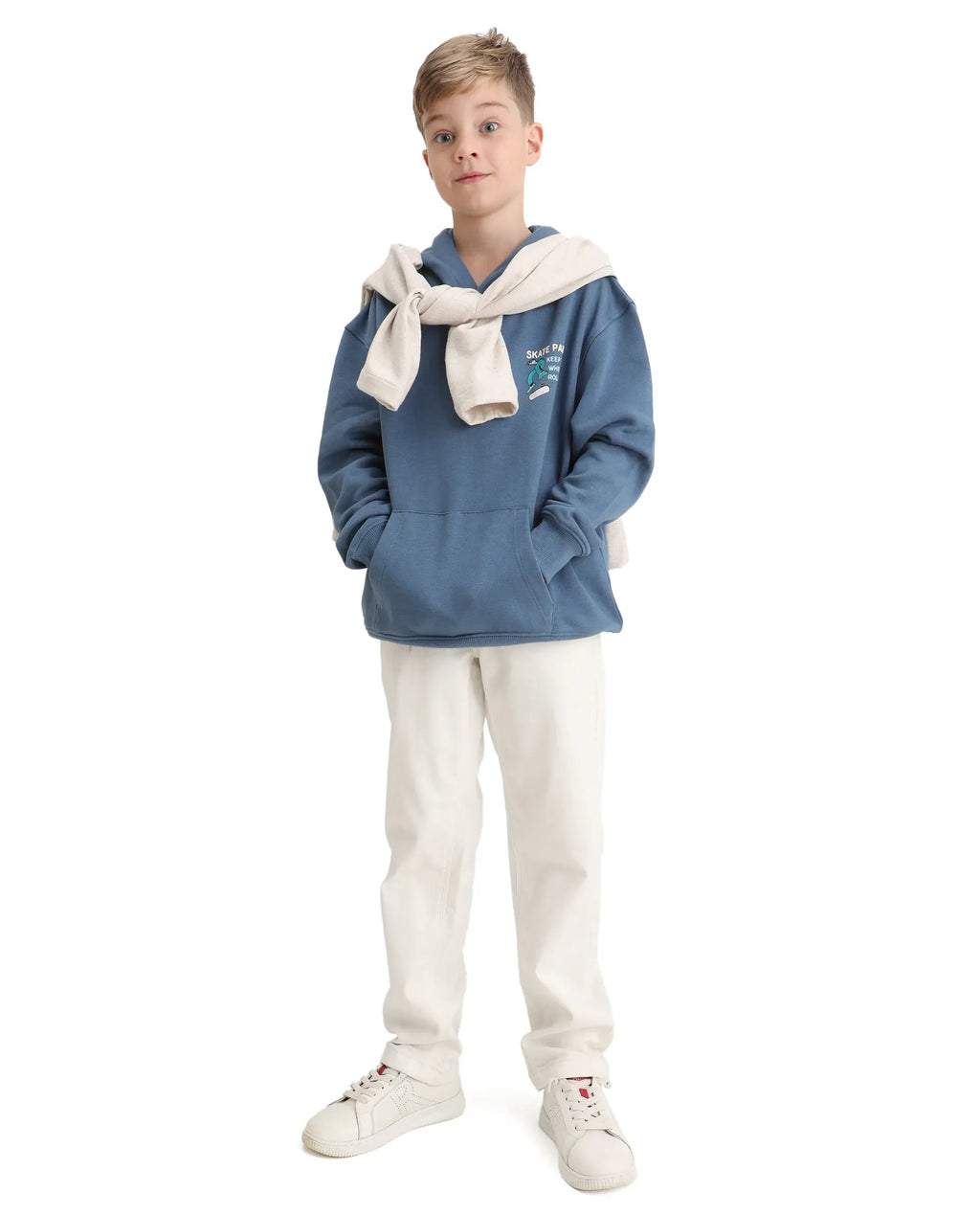 Rare Ones Kids Zaid Dusky Blue Cotton Hd Print Oversized Sweatshirt