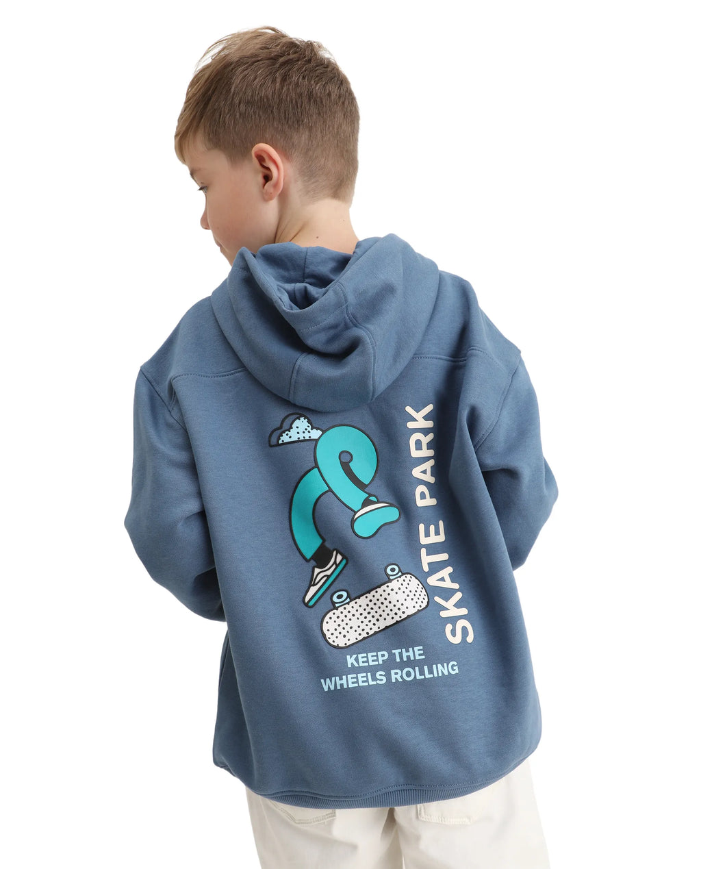 Rare Ones Kids Zaid Dusky Blue Cotton Hd Print Oversized Sweatshirt