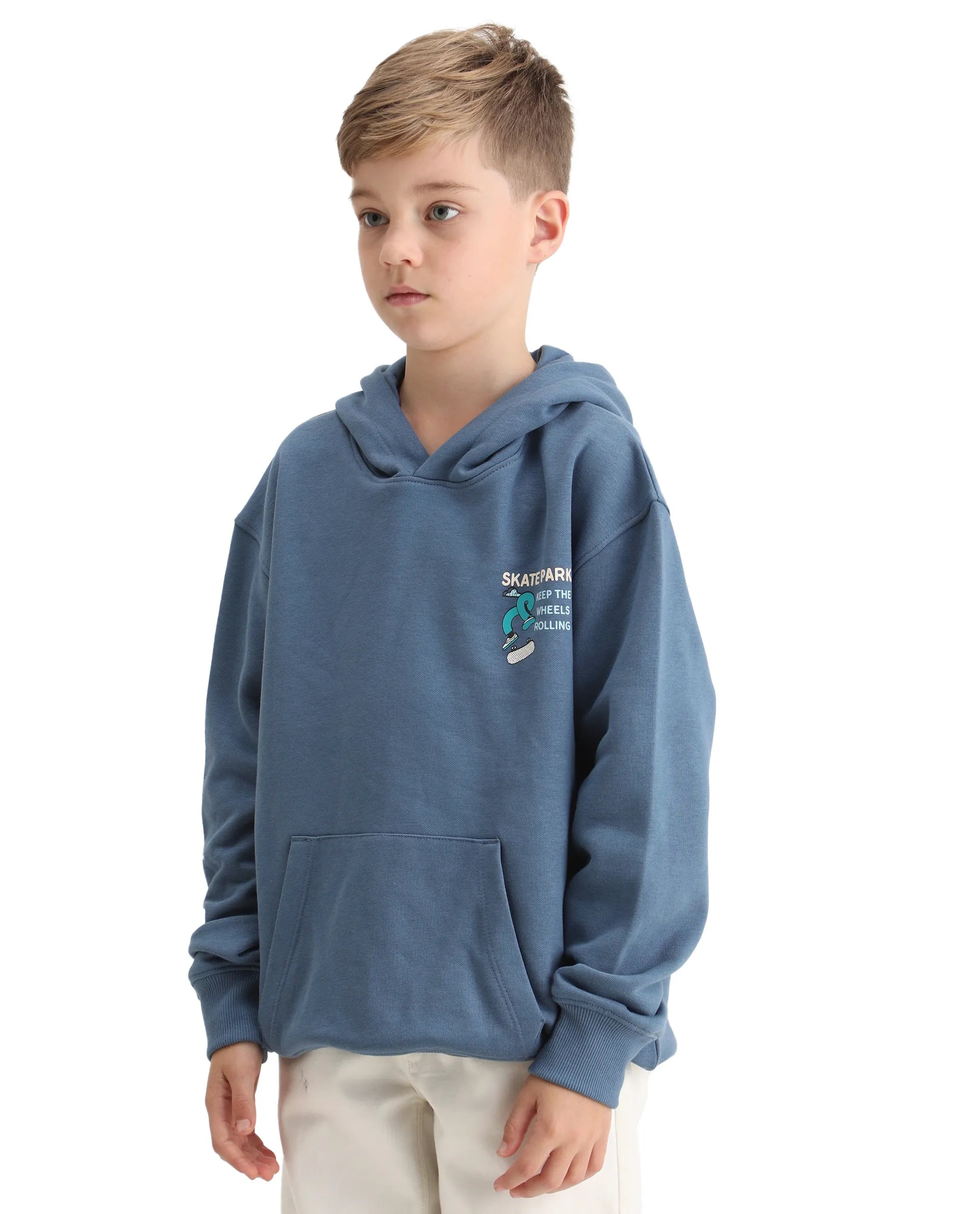 Rare Ones Kids Zaid Dusky Blue Cotton Hd Print Oversized Sweatshirt