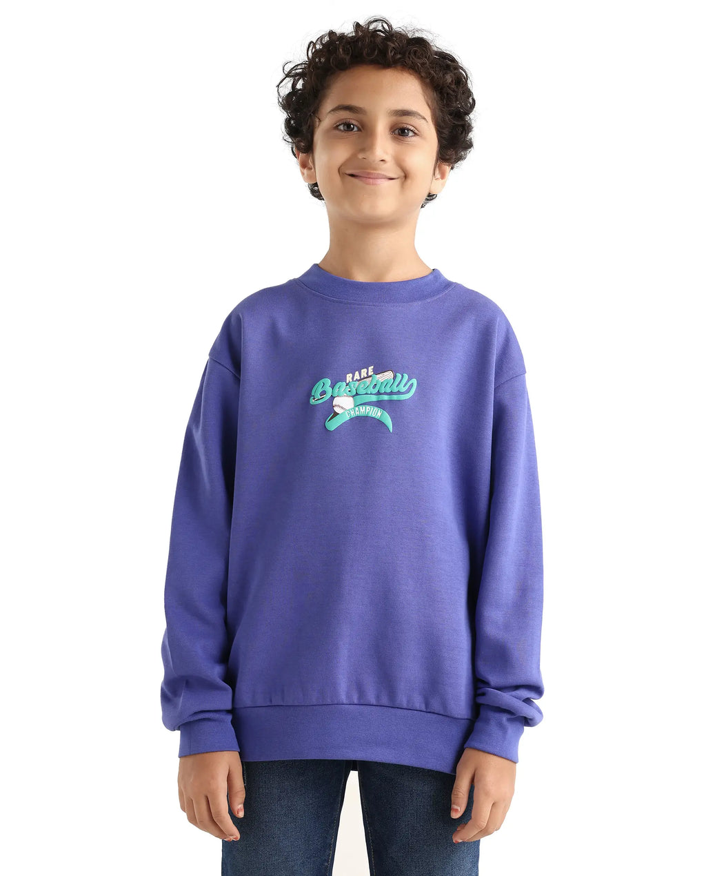 Rare Ones Kids Zeke Purple Cotton Blend Pull-On Closure Solid Full Sleeves Oversized Sweatshirt