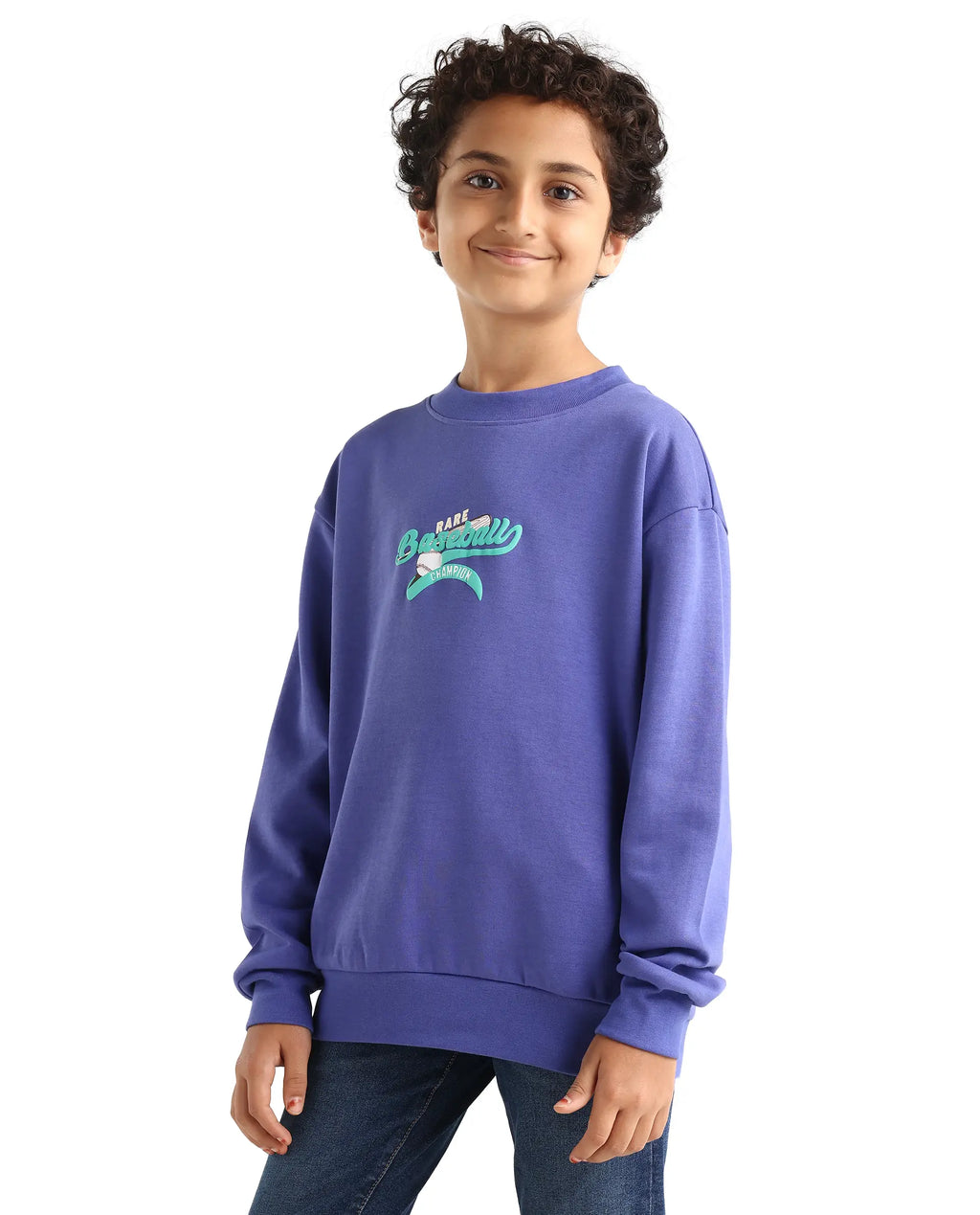 Rare Ones Kids Zeke Purple Cotton Blend Pull-On Closure Solid Full Sleeves Oversized Sweatshirt