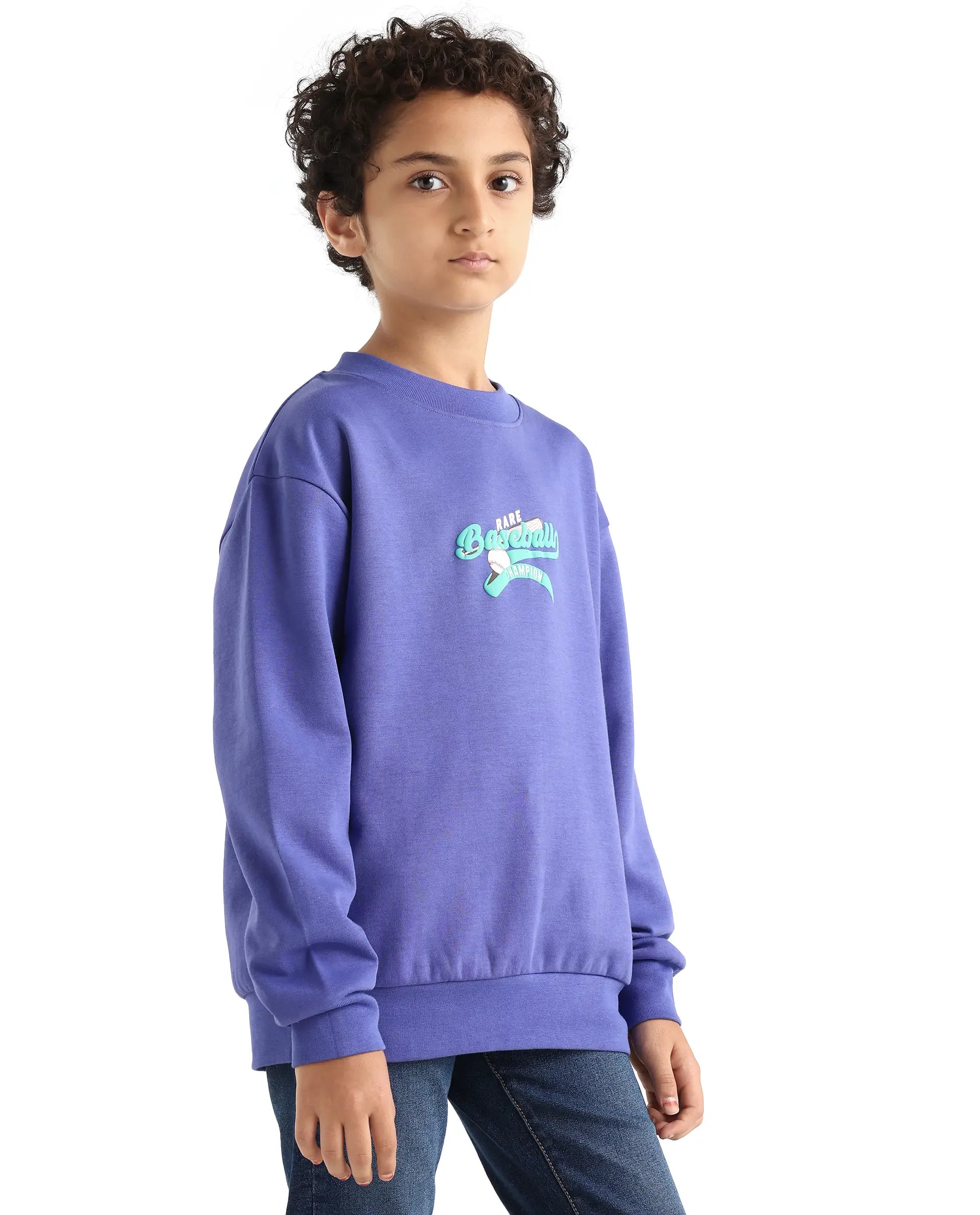 Rare Ones Kids Zeke Purple Cotton Blend Pull-On Closure Solid Full Sleeves Oversized Sweatshirt