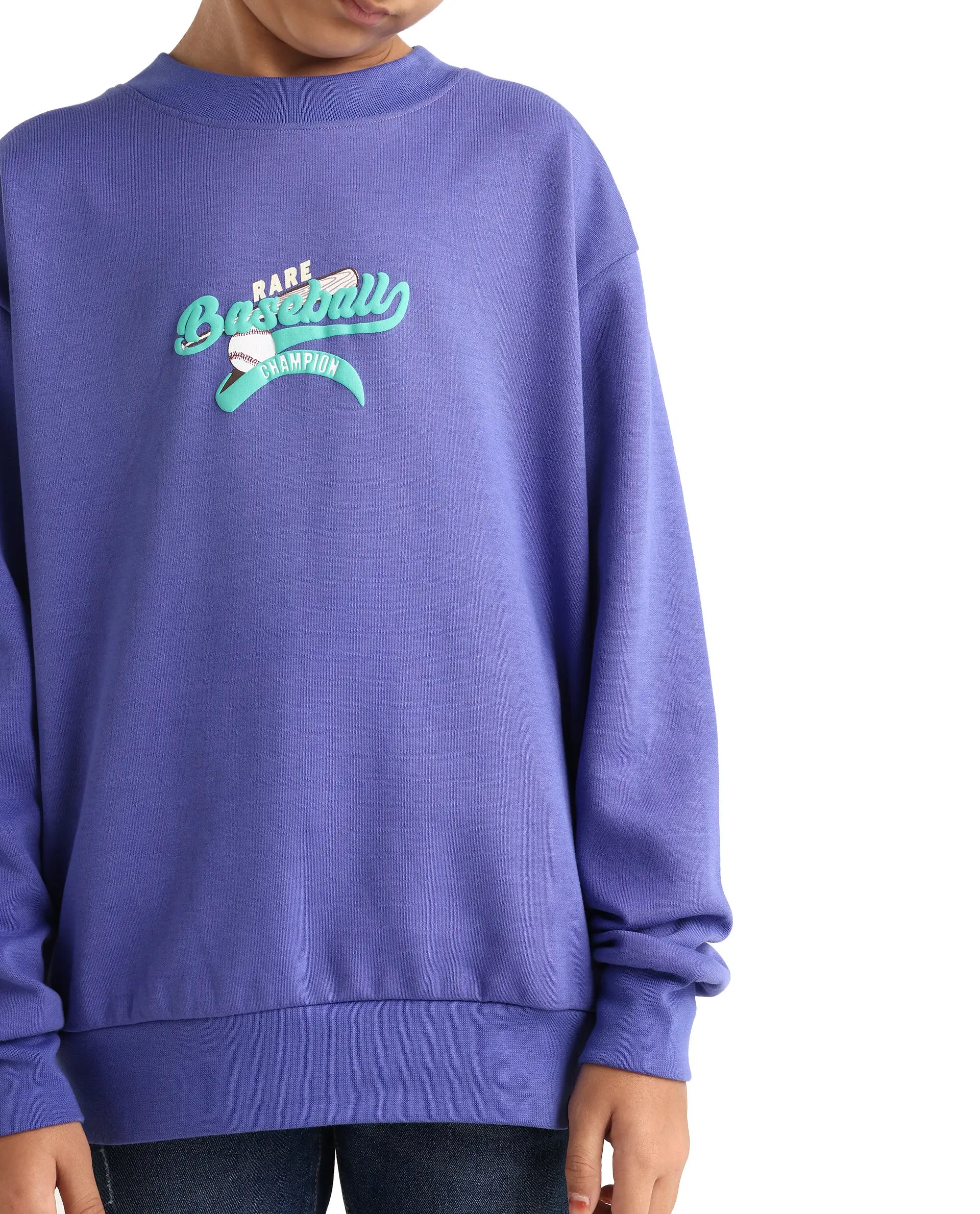 Rare Ones Kids Zeke Purple Cotton Blend Pull-On Closure Solid Full Sleeves Oversized Sweatshirt