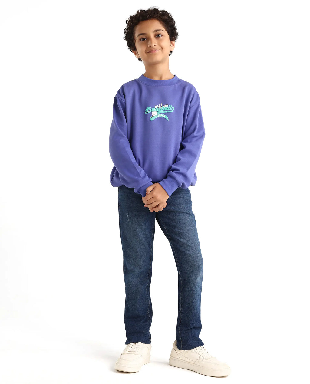 Rare Ones Kids Zeke Purple Cotton Blend Pull-On Closure Solid Full Sleeves Oversized Sweatshirt