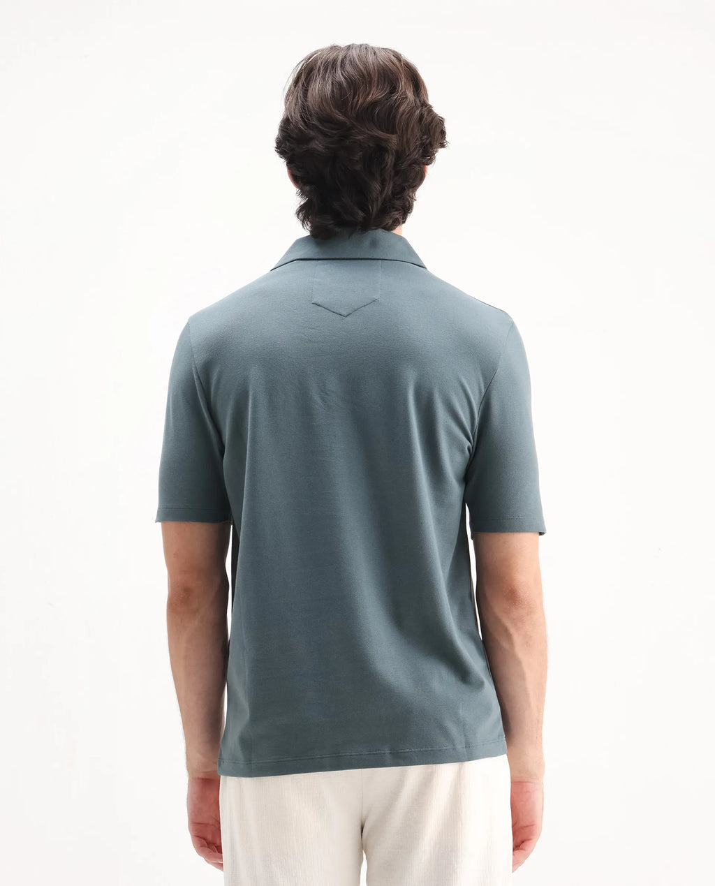 Rare Rabbit Men's Zeni Dusky Green Cotton Plain Regular Fit Half Sleeve Polo