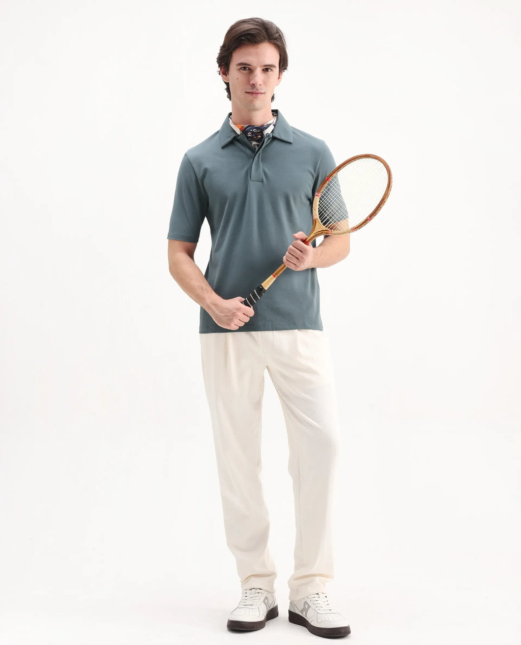 Rare Rabbit Men's Zeni Dusky Green Cotton Plain Regular Fit Half Sleeve Polo