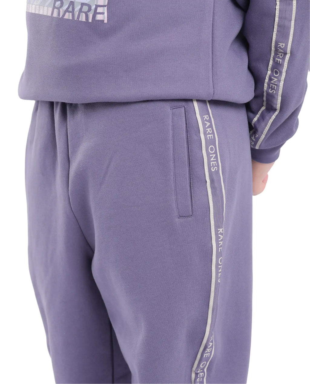 Rare Ones Kids Zeto Light Purple Cotton Poly Applique Drawstring Closure Trackpant