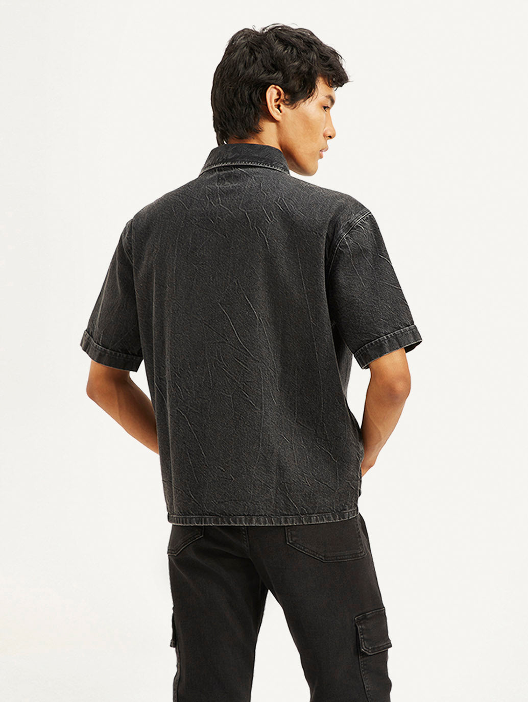 Men's Solid Relaxed Fit Denim Overshirt