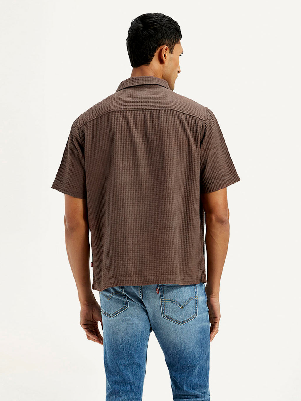 Men's Resort Collar Textured Relaxed Fit Shirt