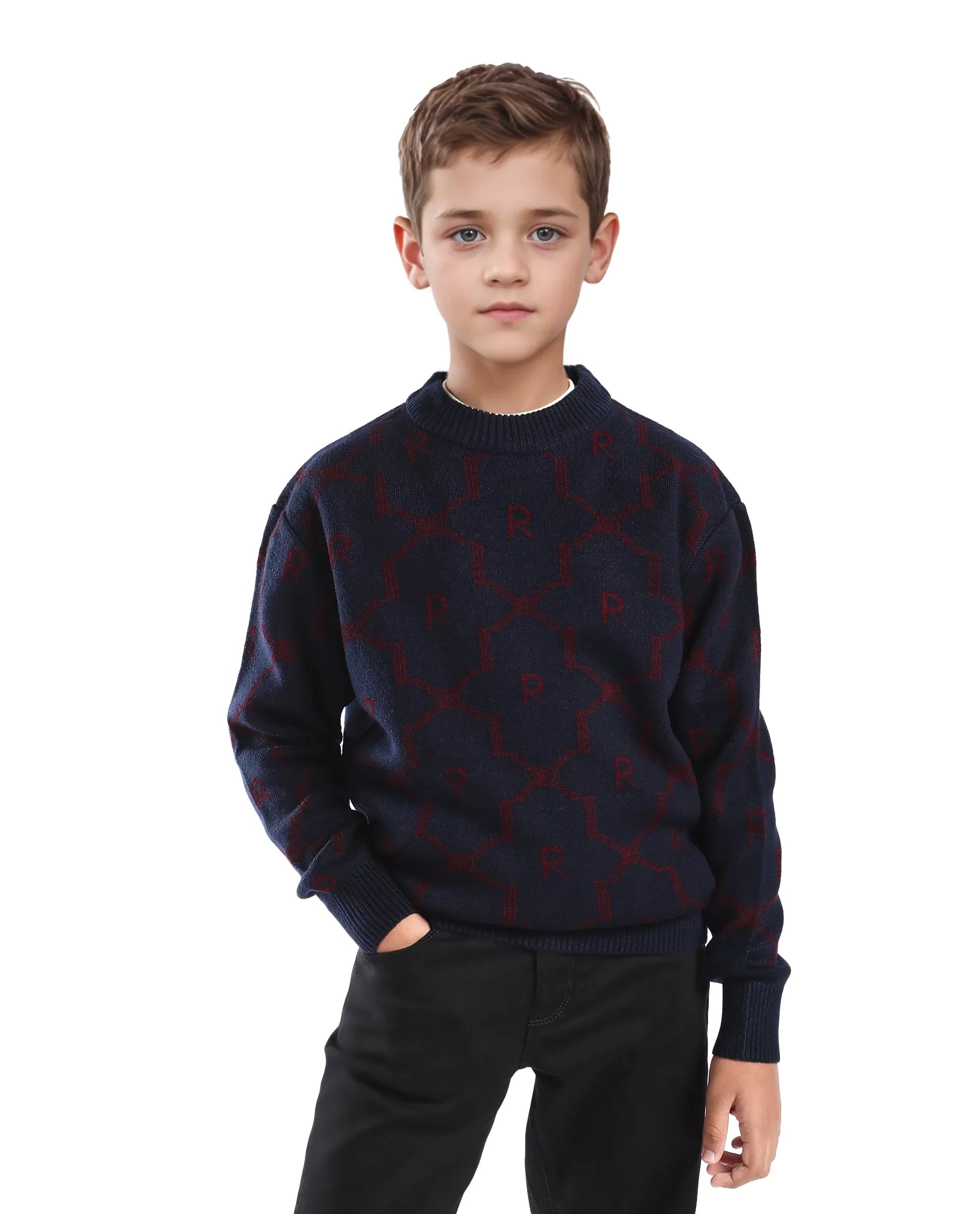 Rare Ones Kids Apao Navy Acrylic Pull-On Closure Relaxed Fit Sweater