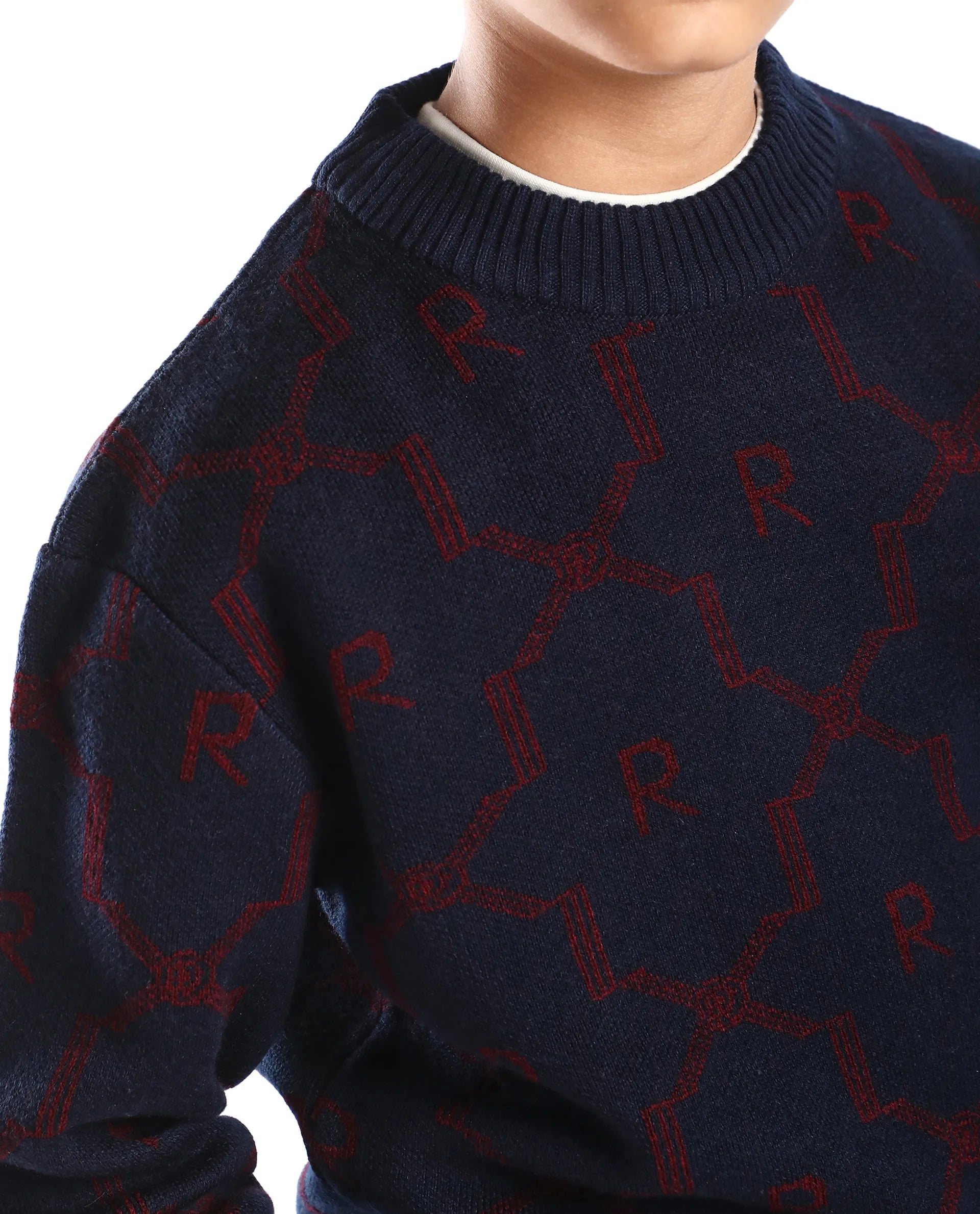 Rare Ones Kids Apao Navy Acrylic Pull-On Closure Relaxed Fit Sweater