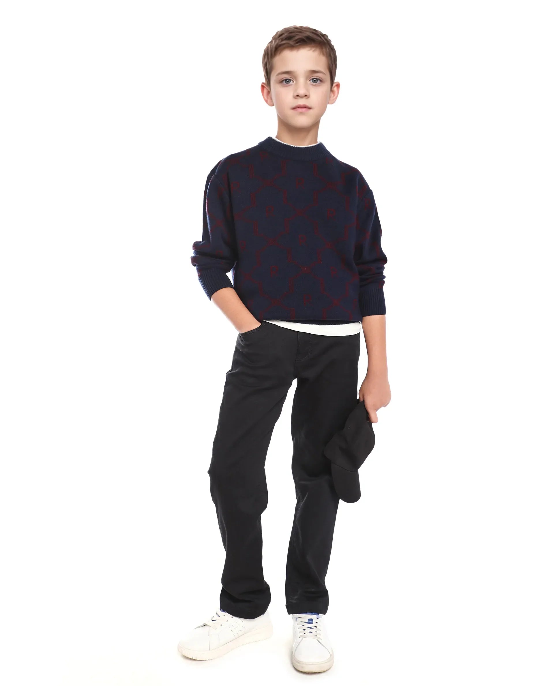 Rare Ones Kids Apao Navy Acrylic Pull-On Closure Relaxed Fit Sweater
