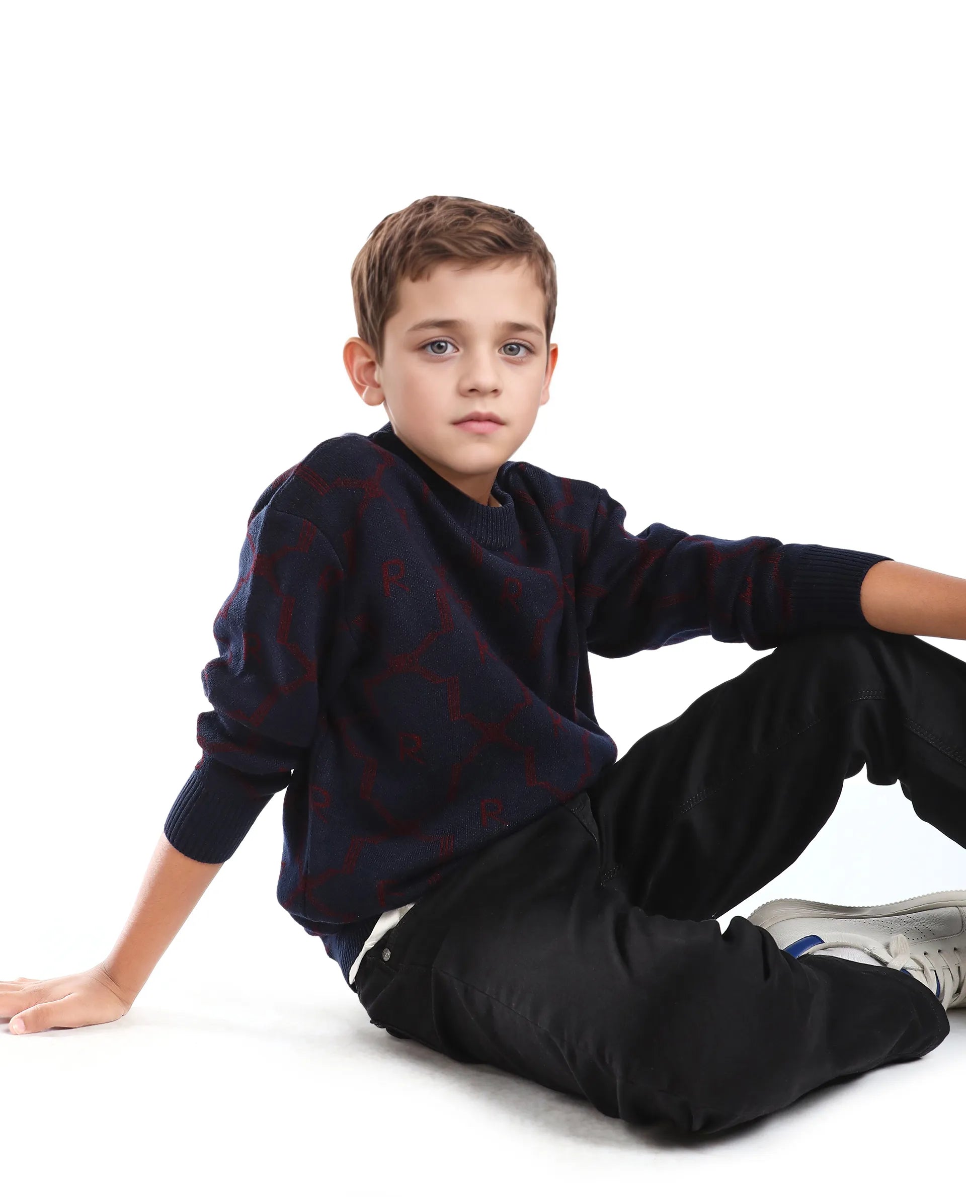 Rare Ones Kids Apao Navy Acrylic Pull-On Closure Relaxed Fit Sweater