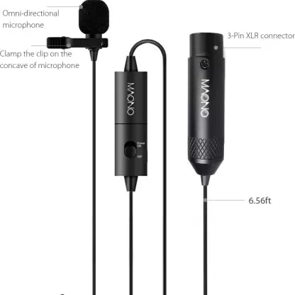 MAONO AU-XLR20 XLR Lavalier Collar Microphone, Condenser Clip-on Mic for Audio , Recording Studio, YouTube Microphone