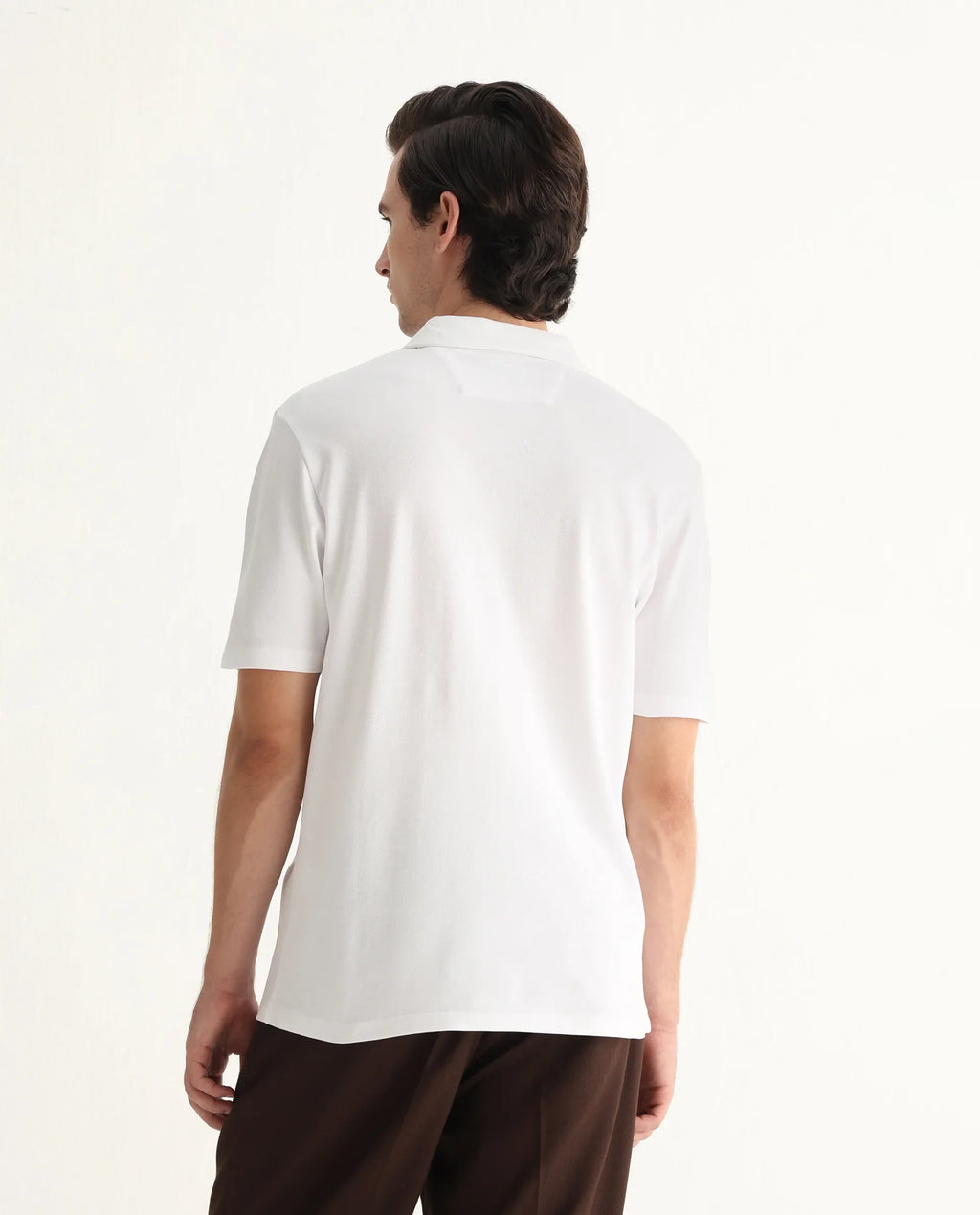 Rare Rabbit Men's Berner White Cotton Blend Graphic Print Regular Fit Half Sleeve Polo