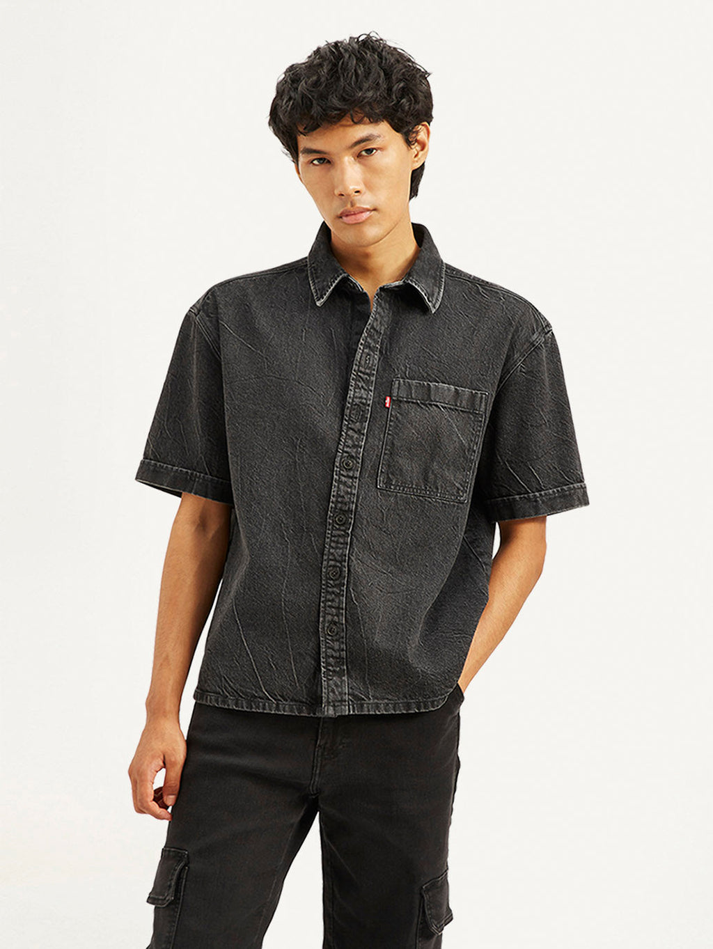 Men's Solid Relaxed Fit Denim Overshirt