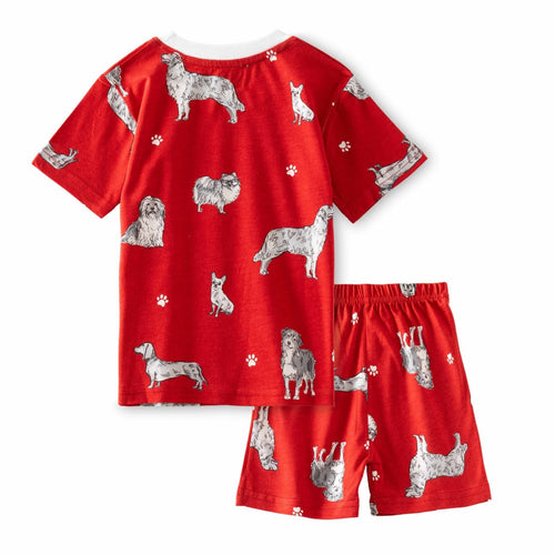 Dogs Family Printed Red Kids Co-Ord Set