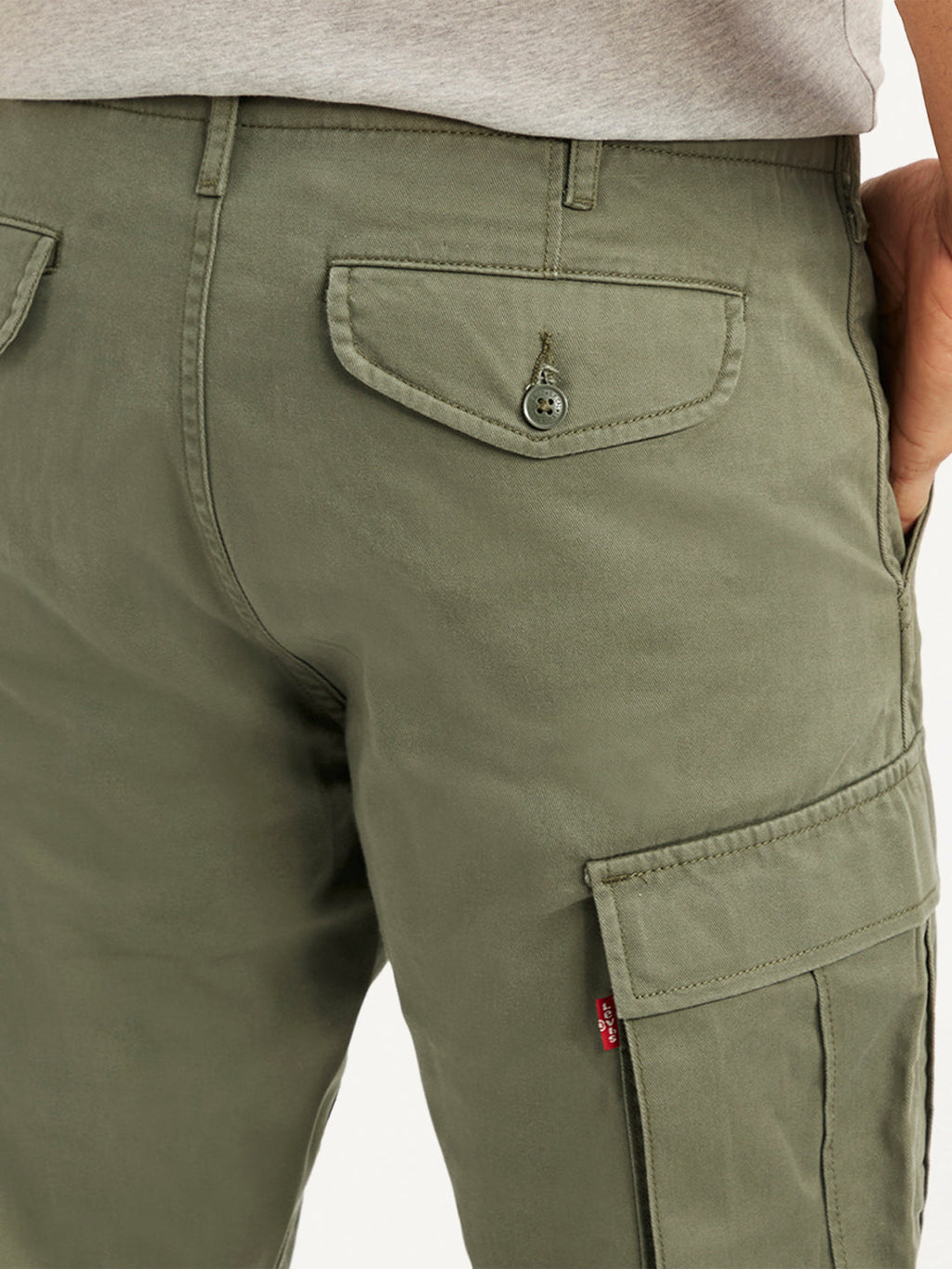 Men's Olive Relaxed Fit Cargo Trousers
