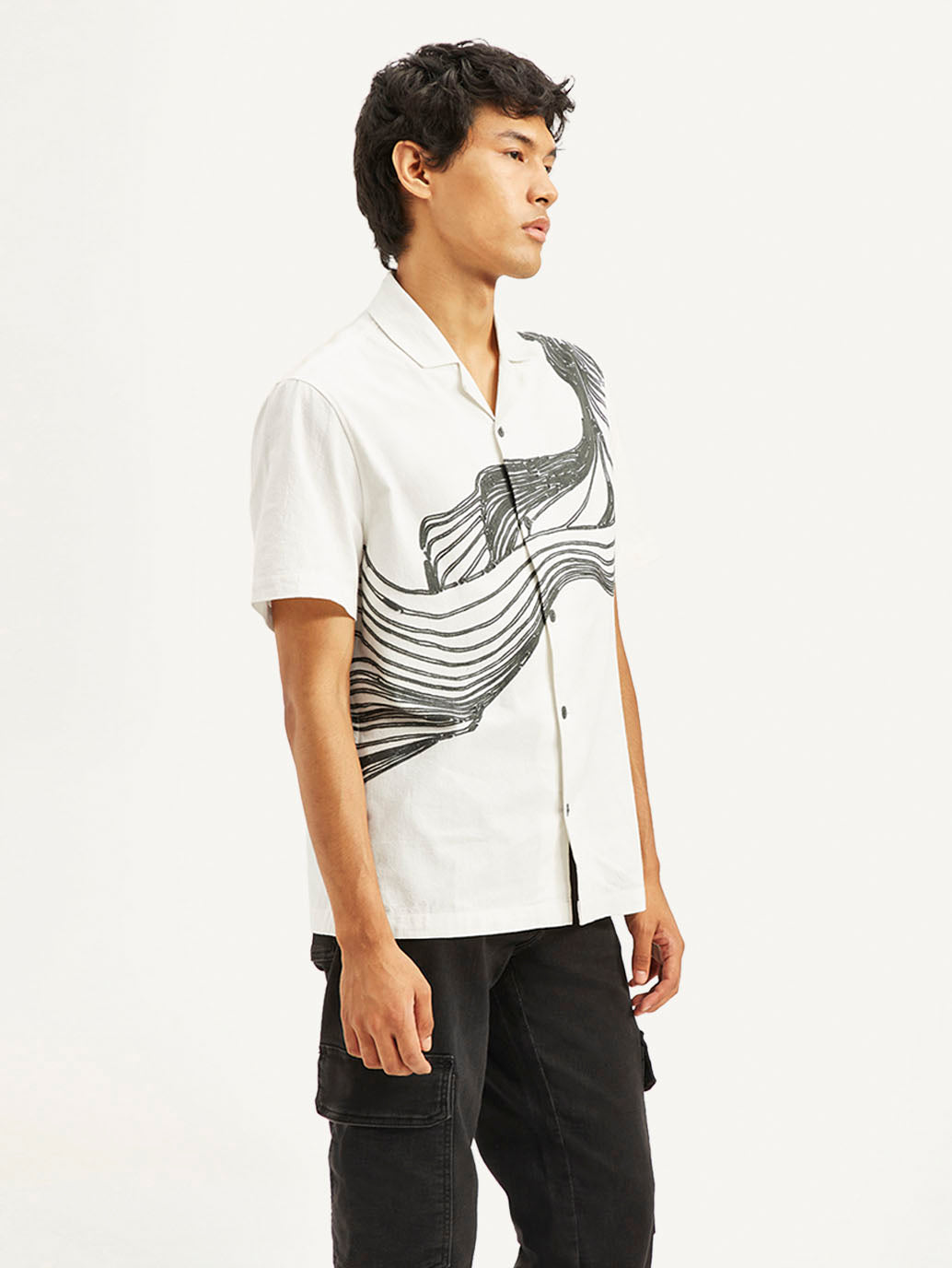 Men's Resort Collar Embroidered Relaxed Fit Shirt