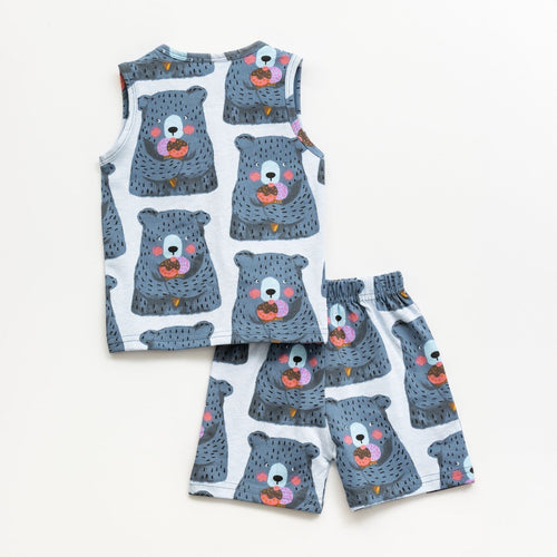 Ice Bear Printed Grey Kids Clothing Set