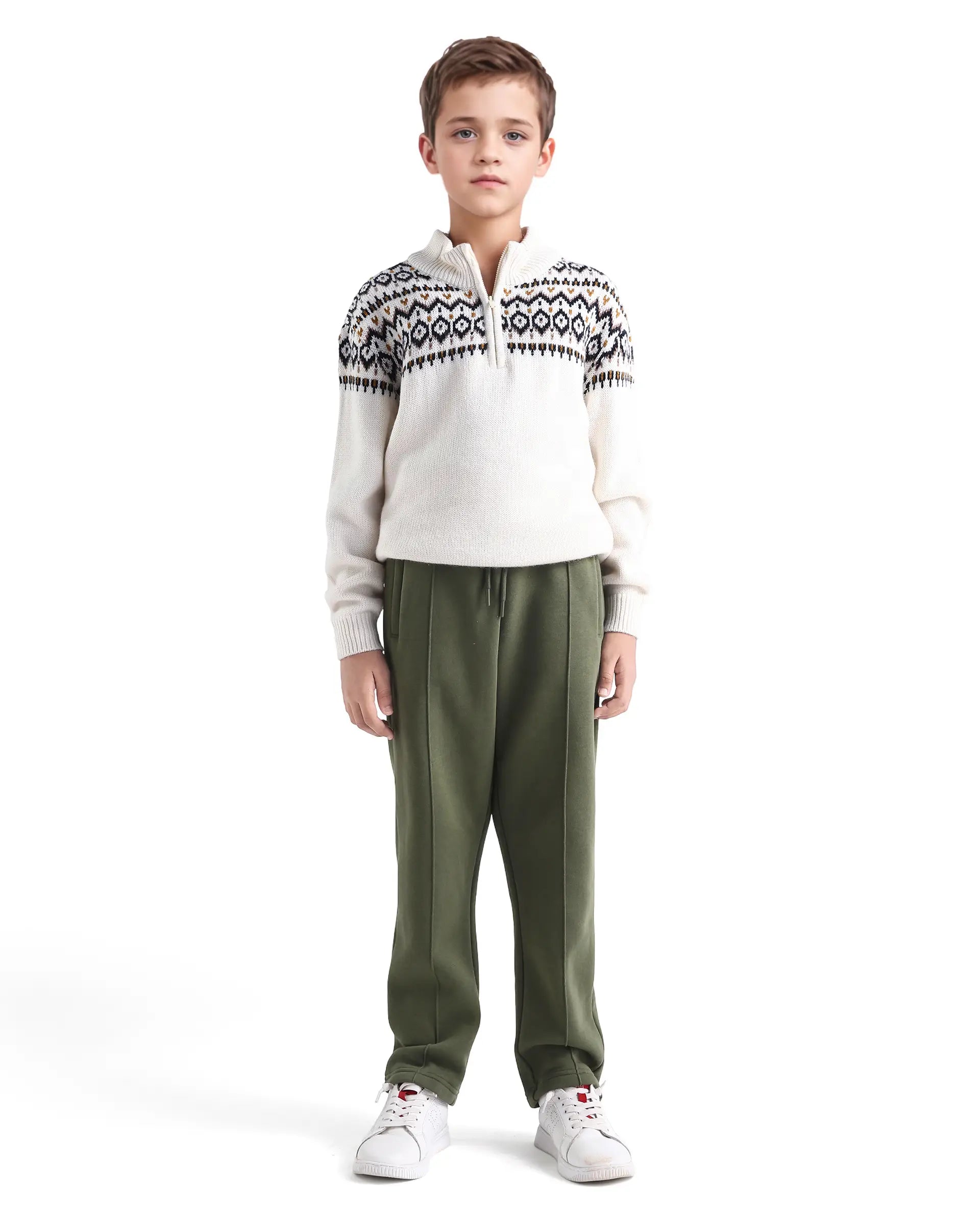 Rare Ones Kids Itali-B Olive Cotton Blend Drawsring Closure Straight Fit Trackpant