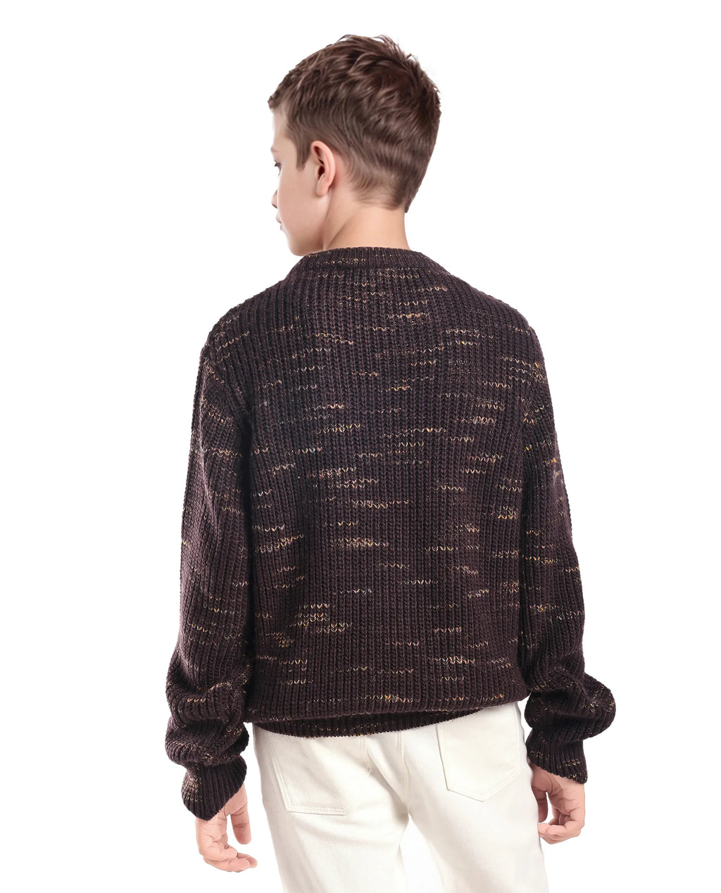 Rare Ones Kids Malto Brown Acrylic Solid Slip-On Closure Relaxed Fit Sweater