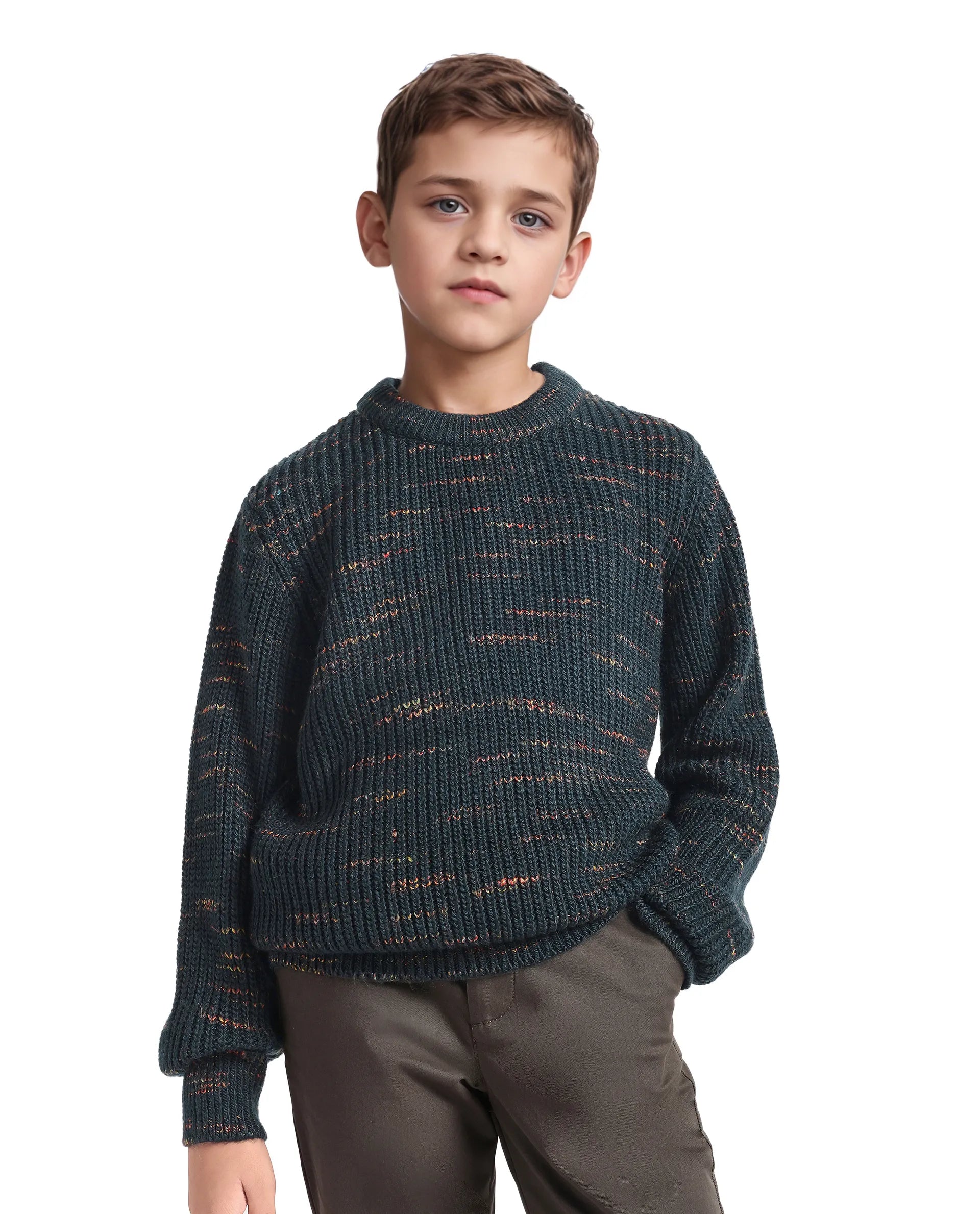 Rare Ones Kids Malto Dark Blue Acrylic Textured Pull-On Closure Regular Fit Sweater