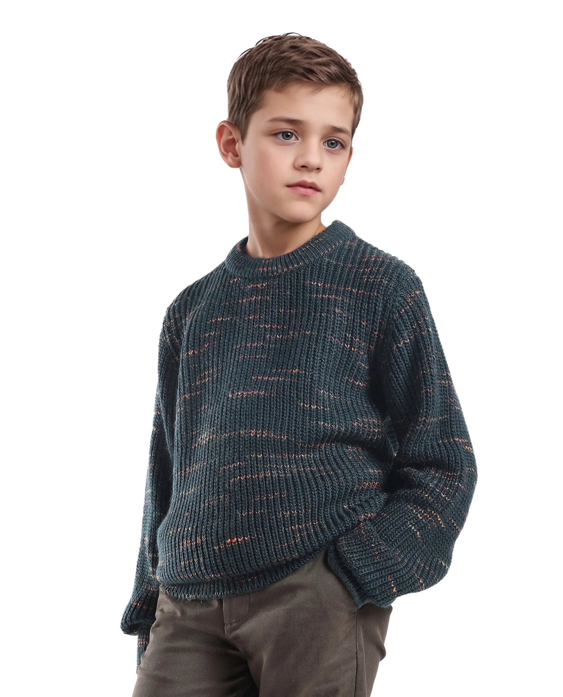 Rare Ones Kids Malto Dark Blue Acrylic Textured Pull-On Closure Regular Fit Sweater