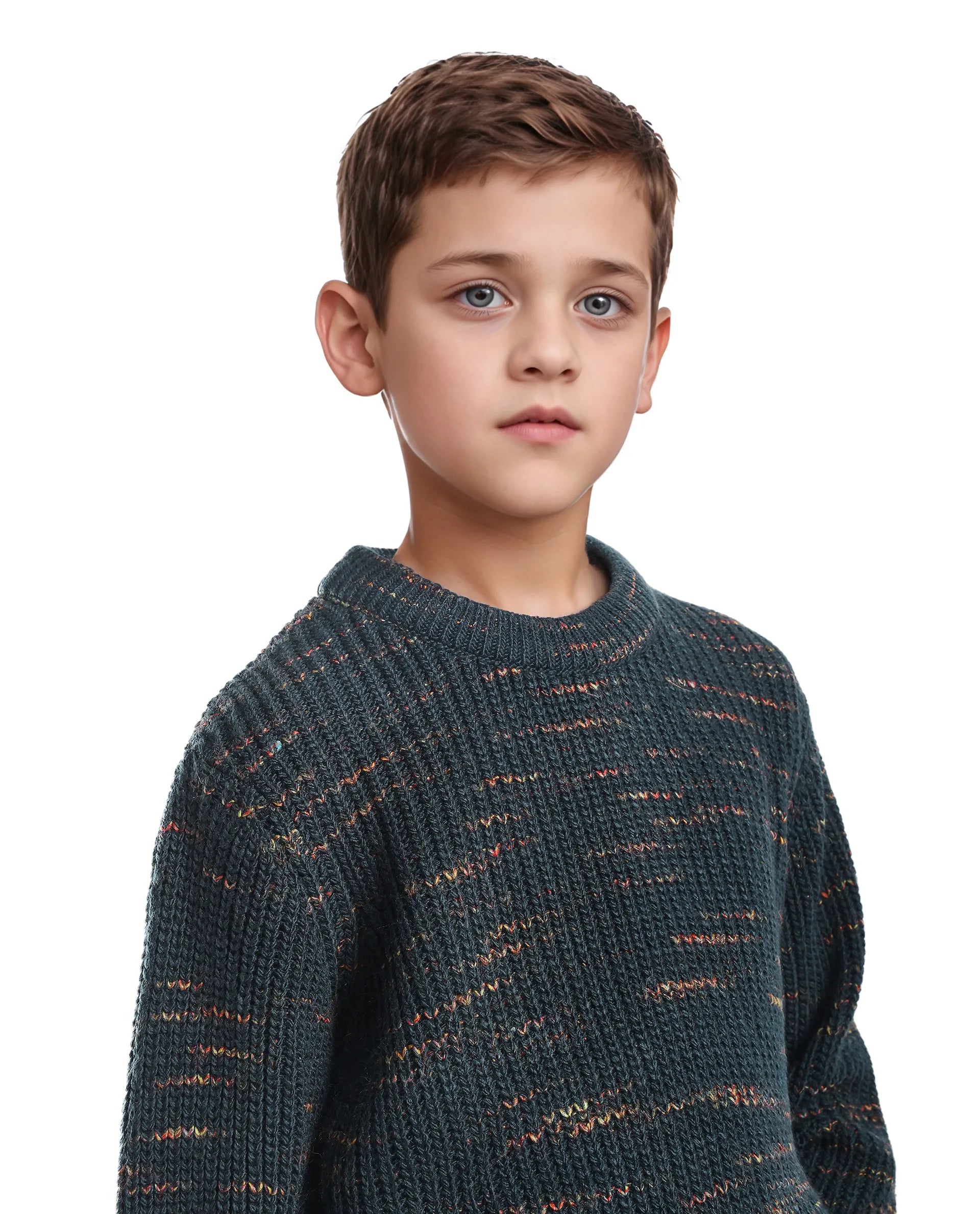 Rare Ones Kids Malto Dark Blue Acrylic Textured Pull-On Closure Regular Fit Sweater