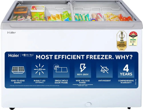 Haier 295 L Double Door Standard Deep Freezer  (White, HFC-300GM5, 5 Star)
