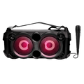 Party Pal 63 | Party Speaker with In-Built Mic, 20W Sound, LED Lit, Microphone Jack for Karaoke, BT, Aux, USB, FM Radio