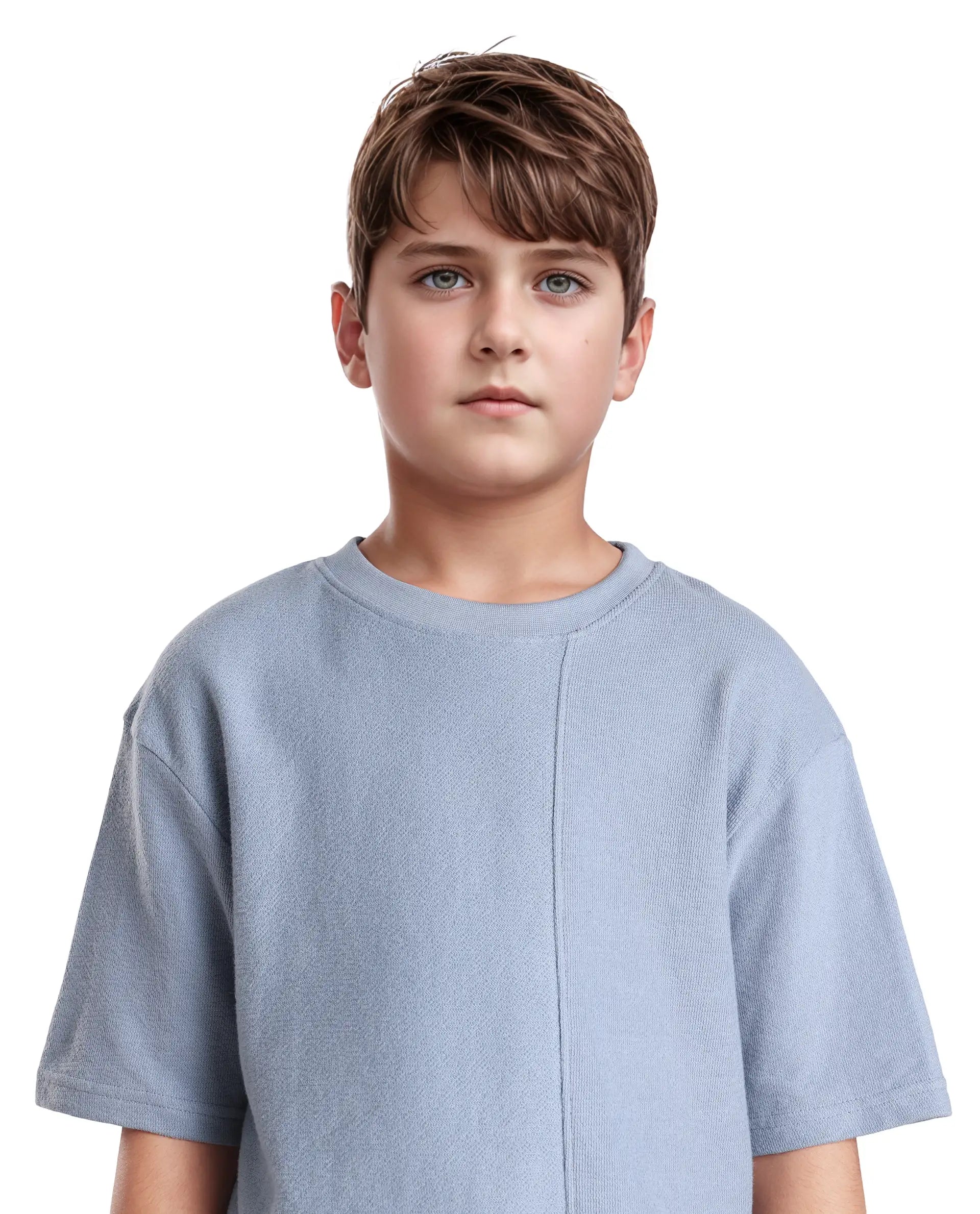 Rare Ones Kids Perg-T Dusky Blue Cotton Short Sleeve Crew Neck Print T-Shirt