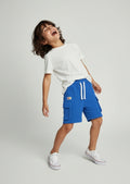 HOP Kids Blue Knitted Mid-Rise Cotton-Blend Shorts