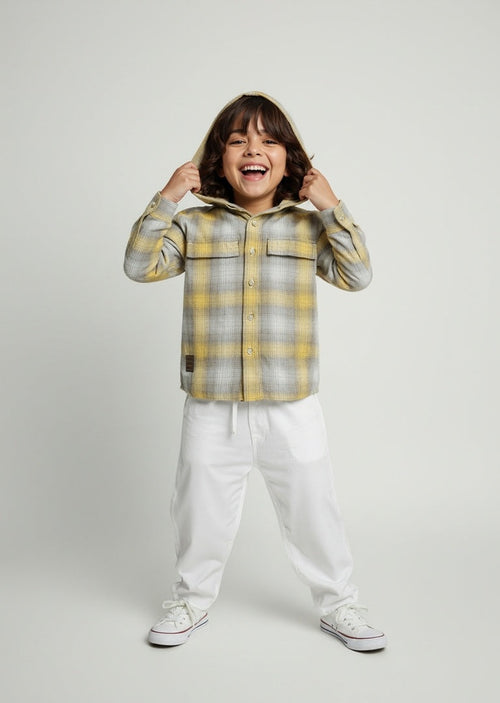HOP Kids Beige Checks Detailed Cotton Shirt