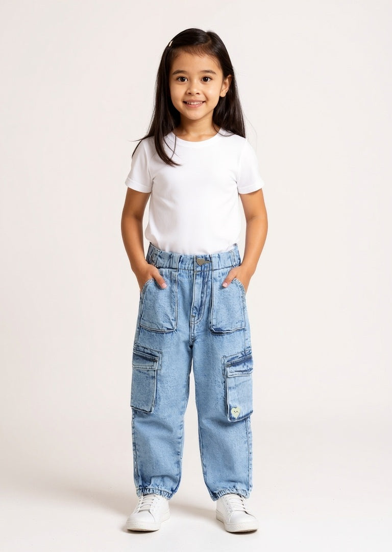 HOP Kids Blue Mid-Rise Jogger-Style Jeans