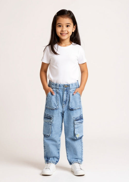 HOP Kids Blue Mid-Rise Jogger-Style Jeans