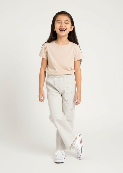 HOP Kids Off-White Wide-Leg Mid-Rise Jeans