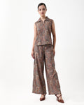 Rareism Women's Ronoro-B Multi Cotton Paisley Print Ankle Length Wide Trouser