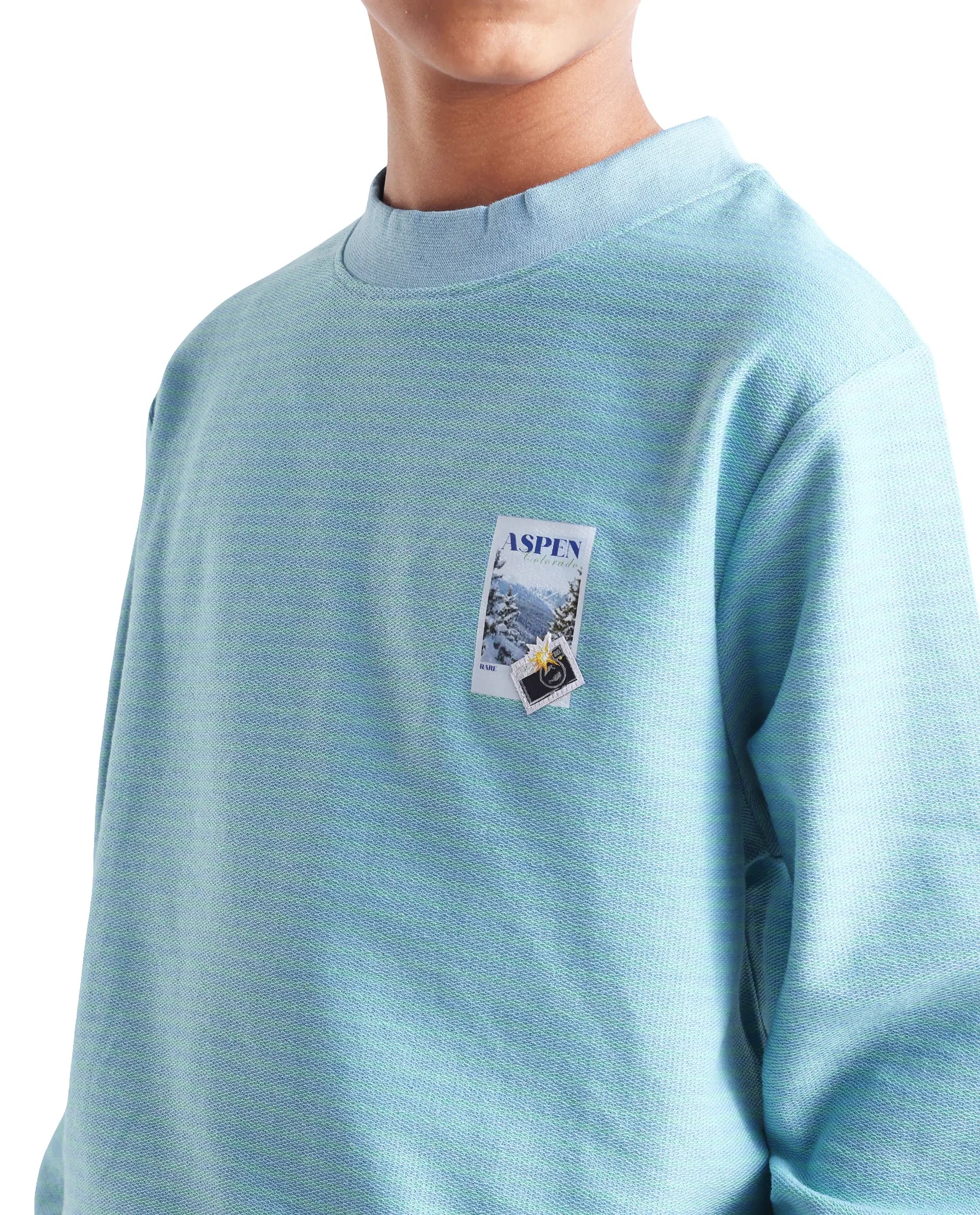 Rare Ones Kids Rosco Light Blue Printed Cotton Oversized Sweatshirt